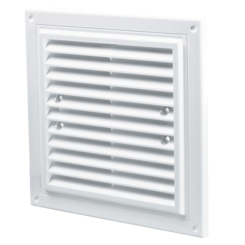 Ventilationsrist med net Vents 250 x 250 mm hvid