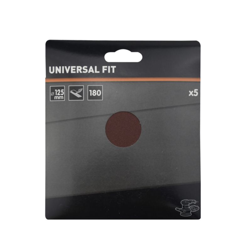 Universal velcro-slipskive 125 mm P180, 5 stk.