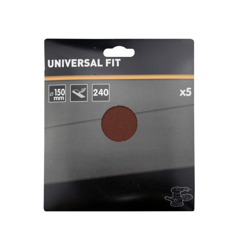 Universal velcro-slipskive 150 mm P240, 5 stk.
