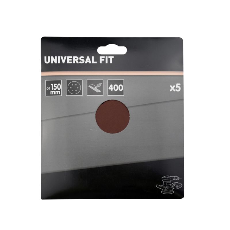 Universal velcro-slipskive 150 mm P400 med huller, 5 stk.