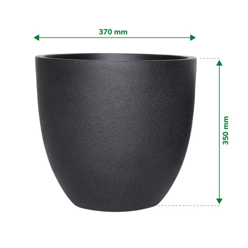 Krukke Rund 37 cm Sort Steneffekt