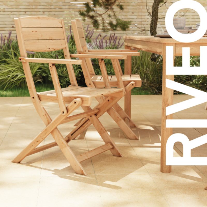 Sammenklappelig GoodHome Riveo havestol med armlæn, 2 stk.