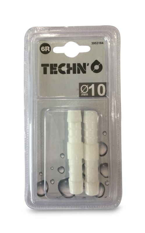 Hvid slangeforbinder til 10 mm slanger