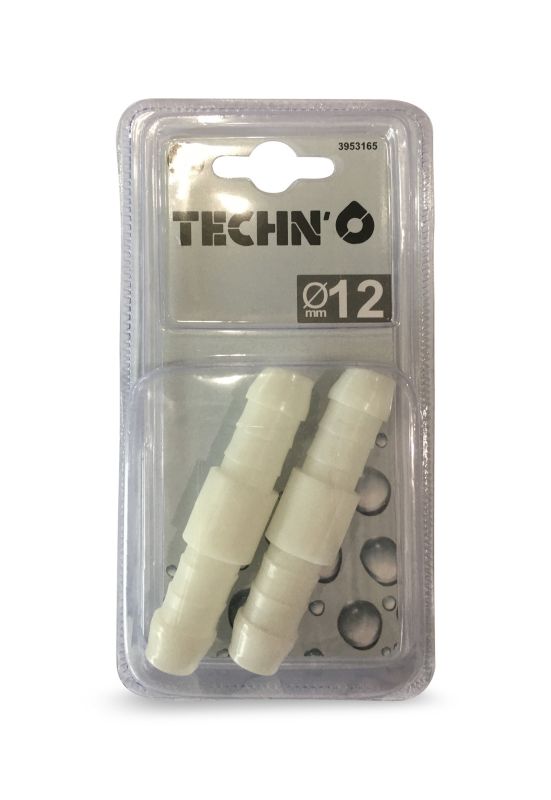 Hvid 12 mm slangeforbinder