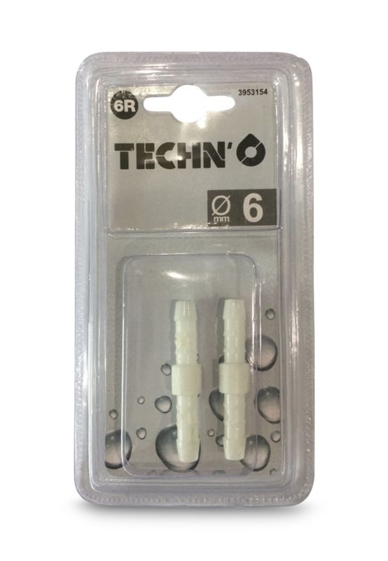 Hvid 6 mm slangeforbindelse