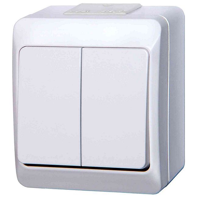Dobbel afbryder Elektro-Plast Hermes 3322 til overflademontage i hvid
