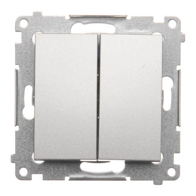 Dobbelt underbygget kontakt Kontakt-Simon S54 i sølv