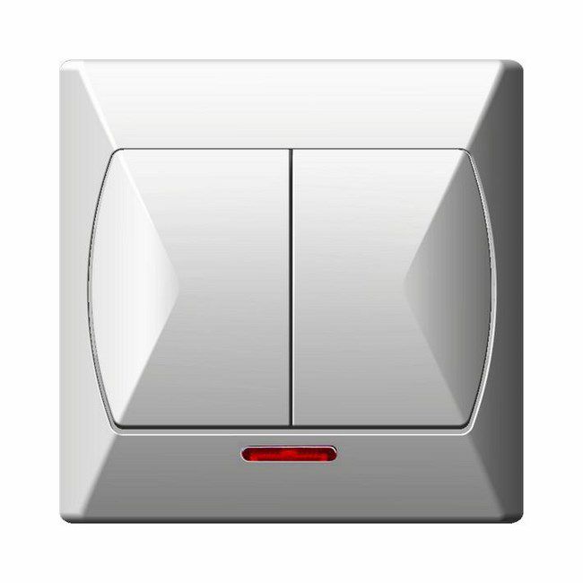 Dobbelt indbygget kontakt Ospel Akcent med belysning hvid