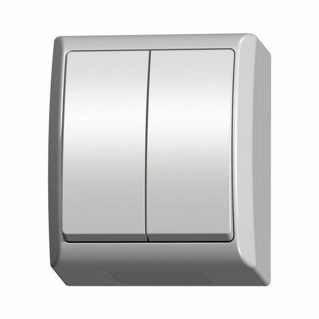 Dobbel afbryder Ospel Fala til overflademontage i hvid