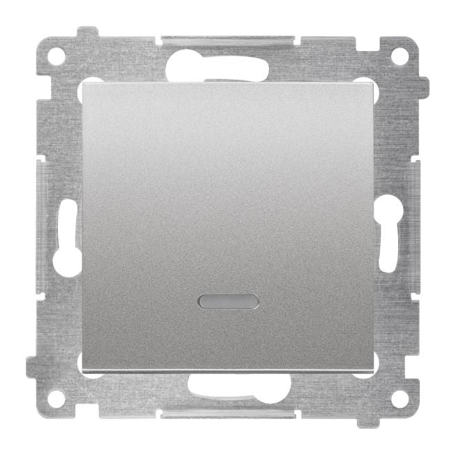 Kontakt-Simon S54 enkelt indbygget kontakt med LED-belysning i sølv