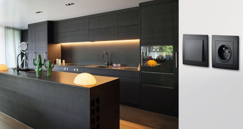 Sort enkelt afbryder Ospel As til indbygning