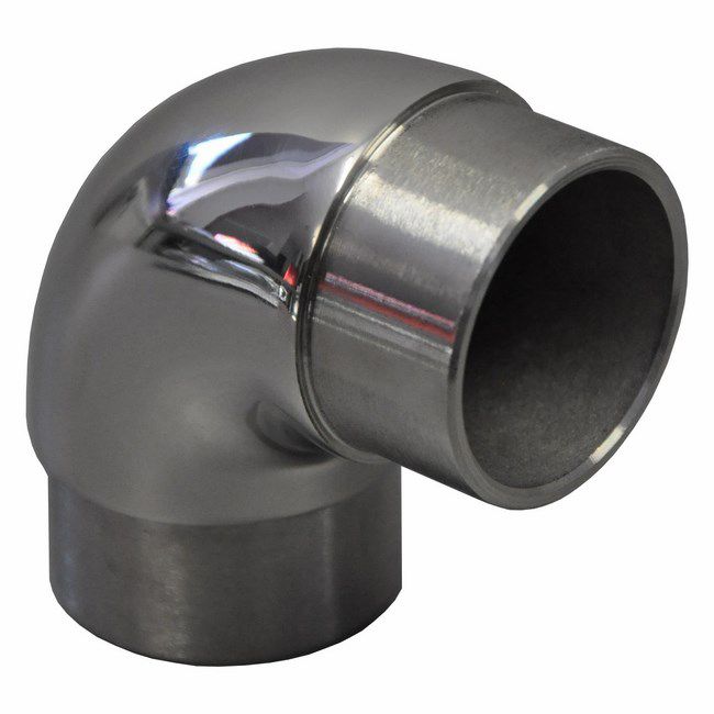 Rustfri knap oval 42,4 mm 90° poleret håndlisteforbinder