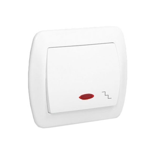 Enkelt trappetænding Kontakt-Simon Akord med belysning, hvid