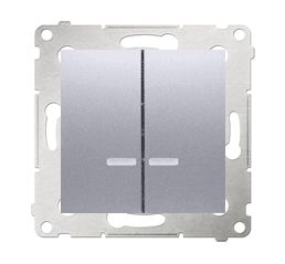 Kontakt-Simon S54 indbygningskontakt med belysning, sølv