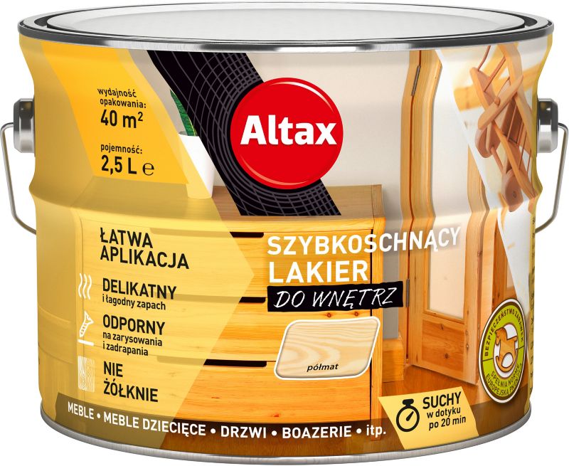 Altax hurtigtørrende lak, klar, halvmat, 2,5 l