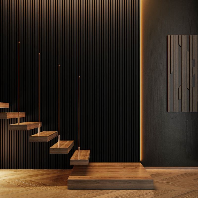 Vertical Line væglamel 300 x 2650 mm sort/sort på filt