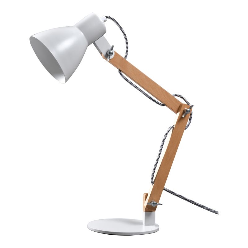 GoodHome Peroten E27 bordlampe mat hvid