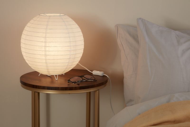 GoodHome Taynae E27 bordlampe i hvid