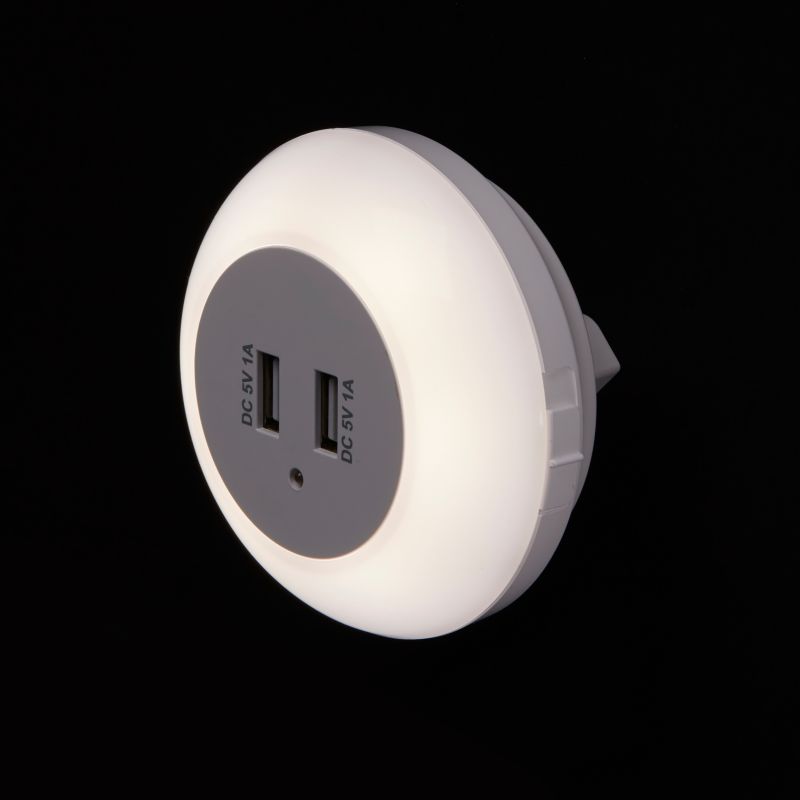 LED-natlampe Colours Lisbo 4000 K med 2 x USB, hvid