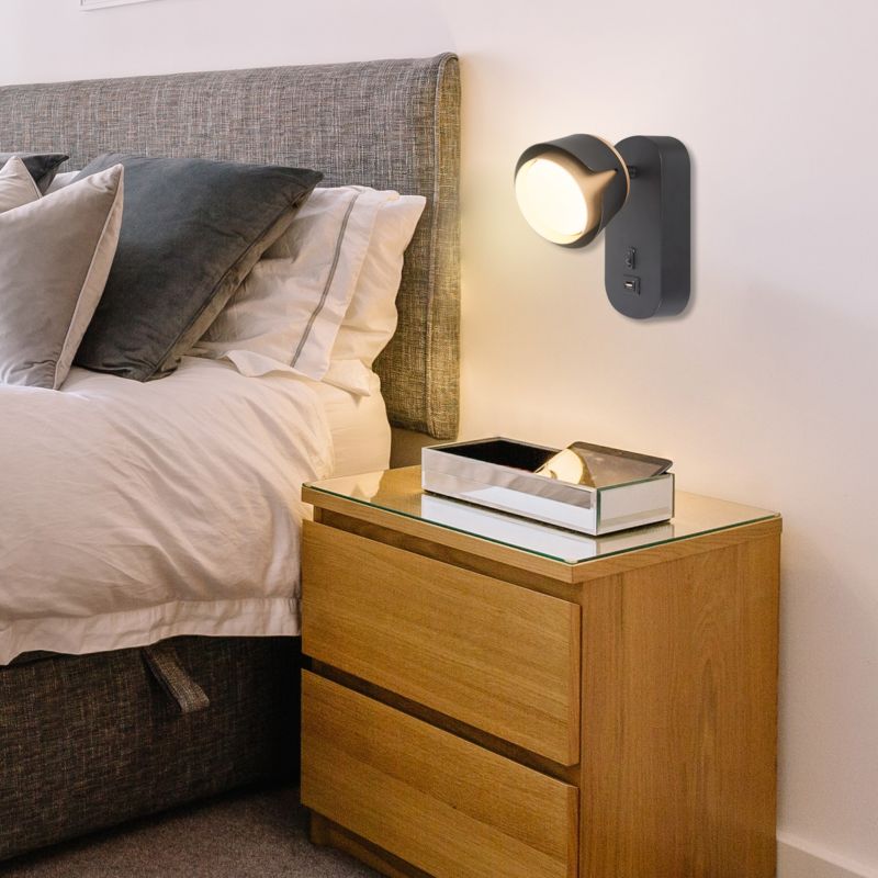 LED-læselampe væglampe XUDO GX53 sort-guld USB 1 stk.