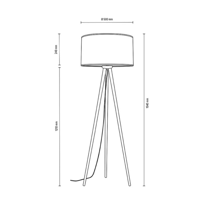 Gulvlampe SPOT Light 1xE27 Max. 40W Klassisk Kombination af Sort Metal og Hvidt Stofskærm, Polsk Producent, 1 stk.