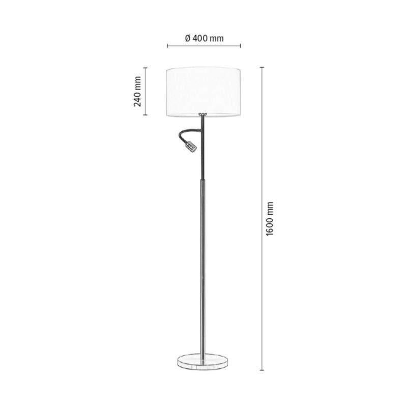 Gulvlampe SPOT Light 1xE27 Max. 60W 1xLED Integreret 3W Minimalistisk Stil i Satin og Hvid 1 stk.