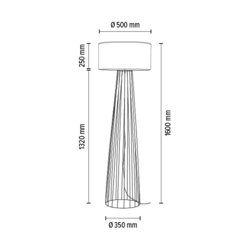 Gulvlampe SPOT Light 1xE27 Max. 60W Sort Base med Hvid Lampeskærm, Polsk Producent, 1 stk.