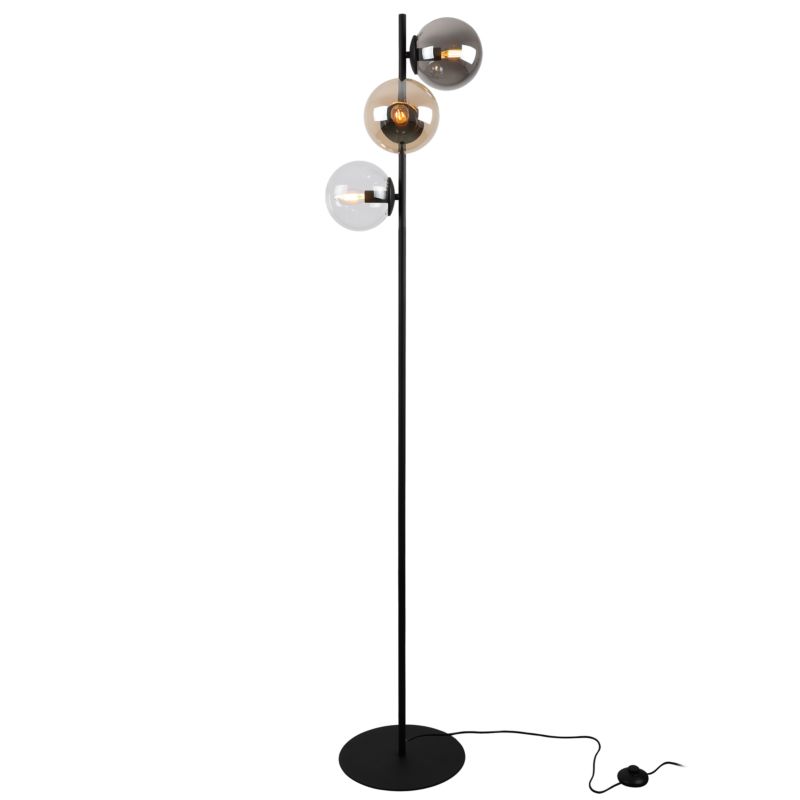 Light Home LH Siena gulvlampe 3x E27 60W sort med blandet skærm 1 stk.