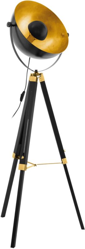 Gulvlampe Covaleda 1 x E27 mat-sort og guld