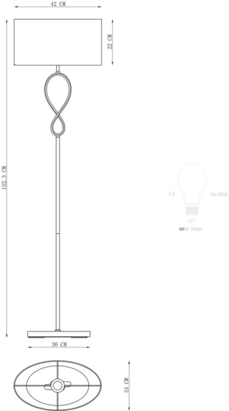 GoodHome Carnavon E27 gulvlampe i krom