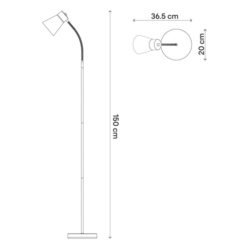 GoodHome Hetange gulvlampe 1-punkts E27 i børstet krom