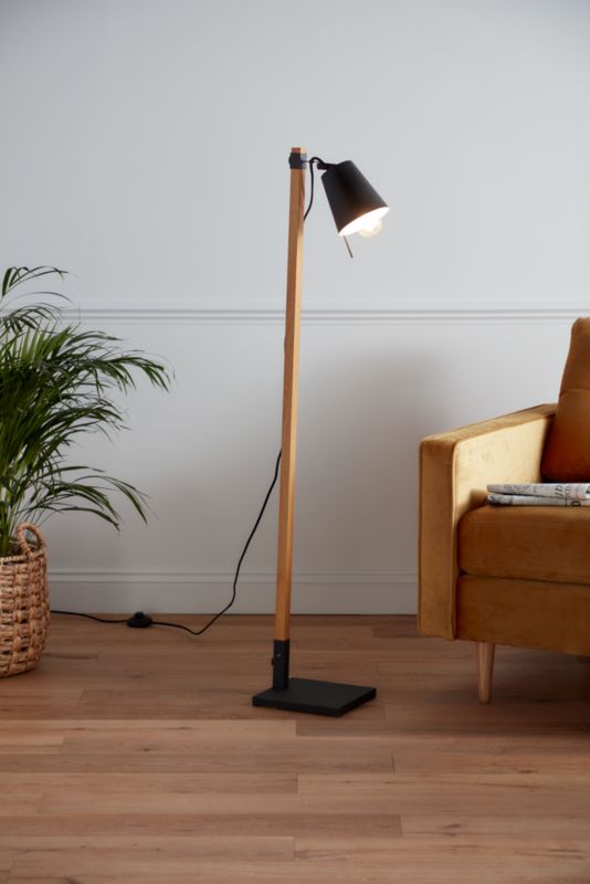 GoodHome Menonry gulvlampe 1-punkts E27 sort/træ