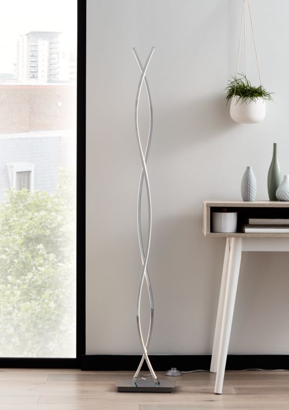 GoodHome Alani LED-gulvlampe med 2 punkter, krom