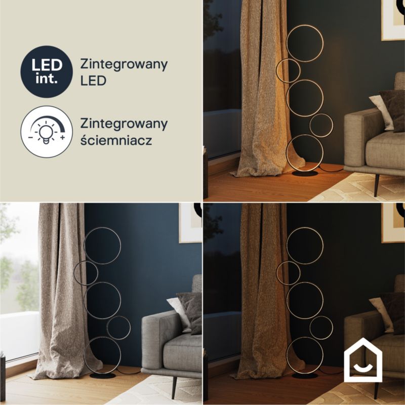 GoodHome Samana LED-gulvlampe 3000 lm 3000 K sort med dæmper