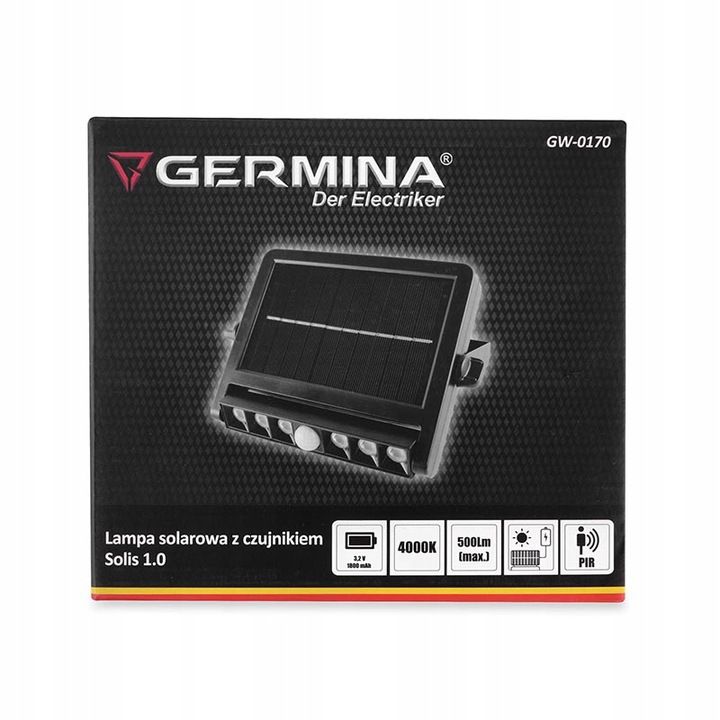 Germina justerbar solcellelampe med bevægelsessensor, 1 stk.