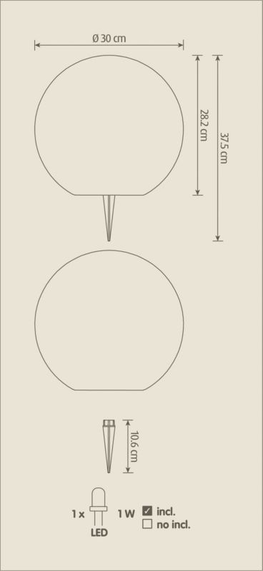 Hansboro solcellelampe kugle 30 cm RGB hvid