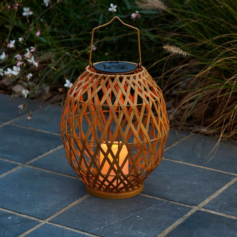 Sollys Rattan Lanterne 22x35 cm Guld