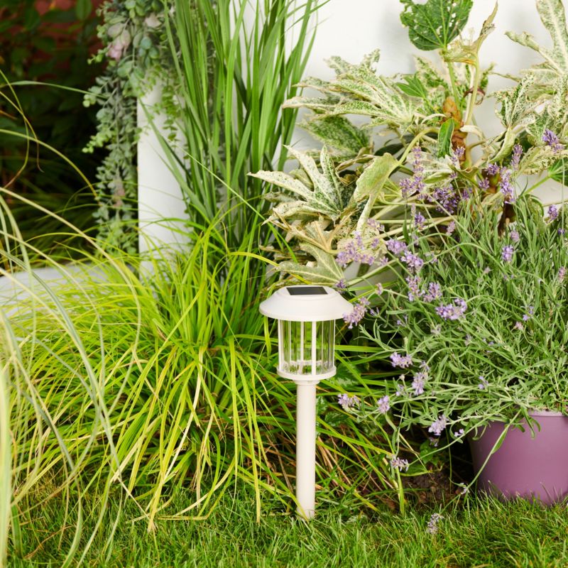 Solcellelampe med spyd Bublik i cremefarve