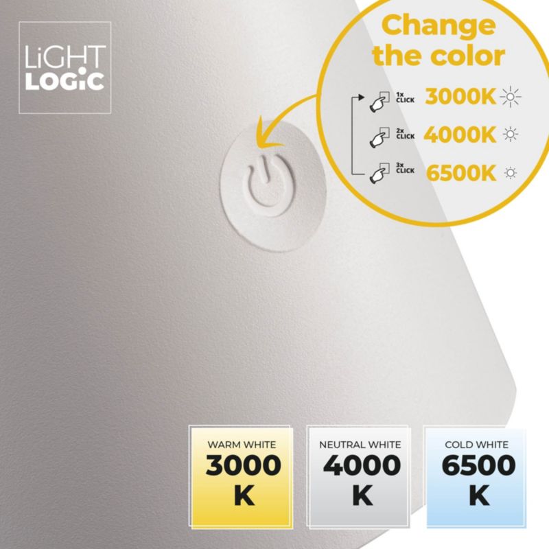 LED bordlampe LightLogic LL USUL 3in1DIM+CCT-W 66390 med justering 3000/4000/6500 K hvid væglampe med clips USB 1 stk.