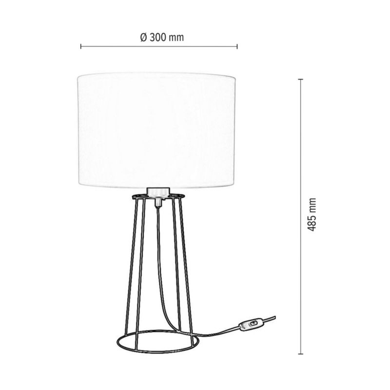 SPOT Light bordlampe 1xE27 Max. 25W Elegant sort med hvidt stofskærm, polsk producent, 1 stk.