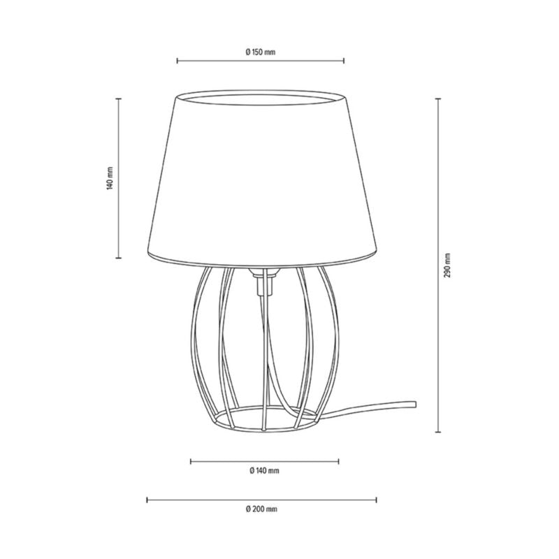 Bordlampe SPOT Light 1xE27 Max. 25W Klassisk Kombination af Sort Metal og Hvidt Stof, Polsk Producent, 1 stk.