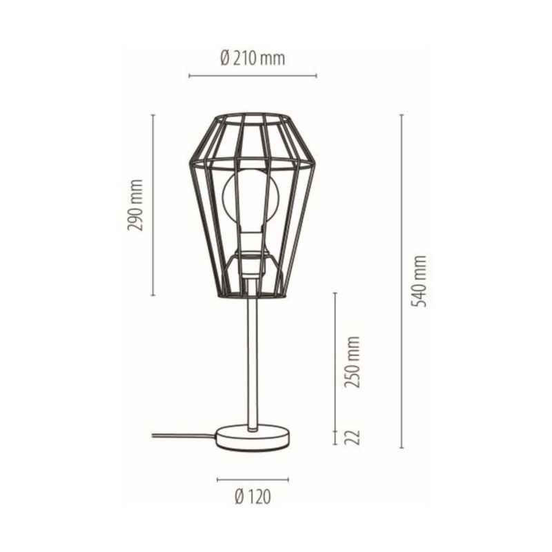 SPOT Light bordlampe 1xE27 maks. 25W i subtil mat-sort finish, moderne design, polsk producent, 1 stk.