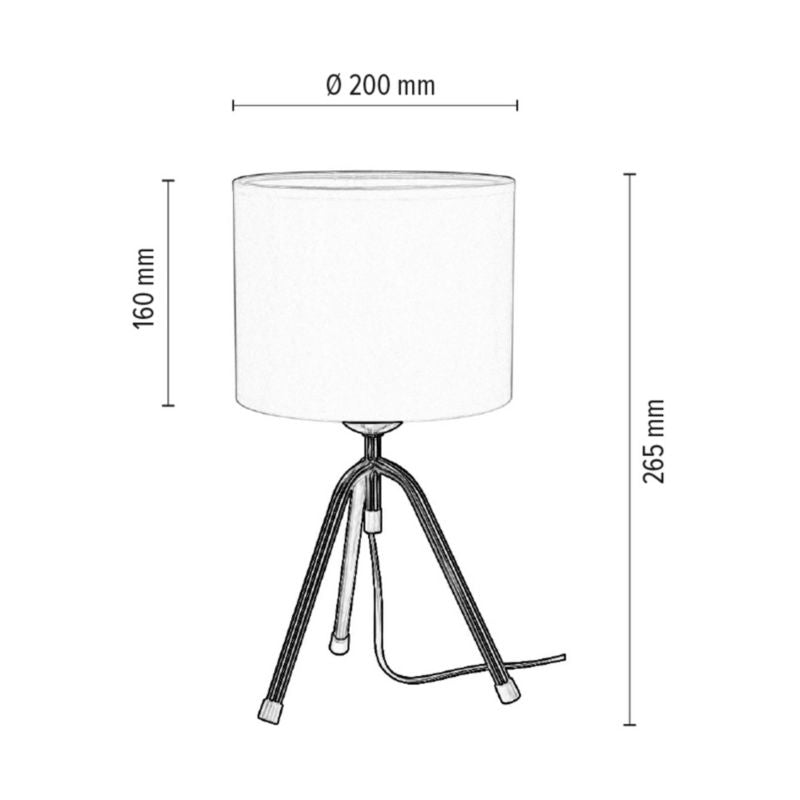 Bordlampe SPOT Light 1xE27 Maks. 40W Satin-komposition med sort stofskærm, polsk producent, 1 stk.