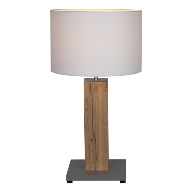 Bordlampe SPOT Light 1xE27 Max. 40W MDF med Egfinér og Hvid Stoffskærm, Polsk Producent, 1 stk.