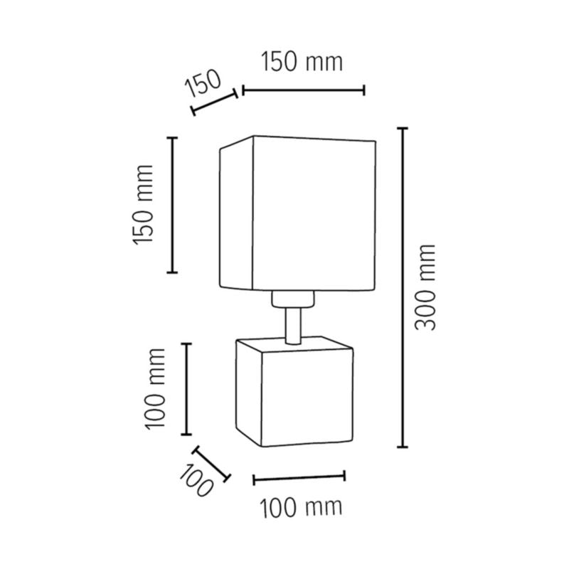 Bordlampe SPOT Light Square 1xE27 Max. 25W Kombination af Hvid Beton og Hvidt Stof, Polsk Producent, 1 stk.