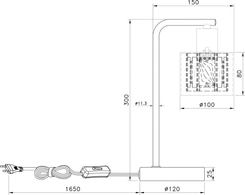 Elmo bordlampe 1 x E14 krom
