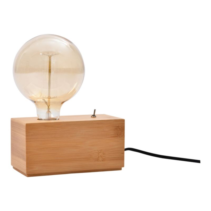 GoodHome Qausuit Bamb E27 bordlampe rektangulær