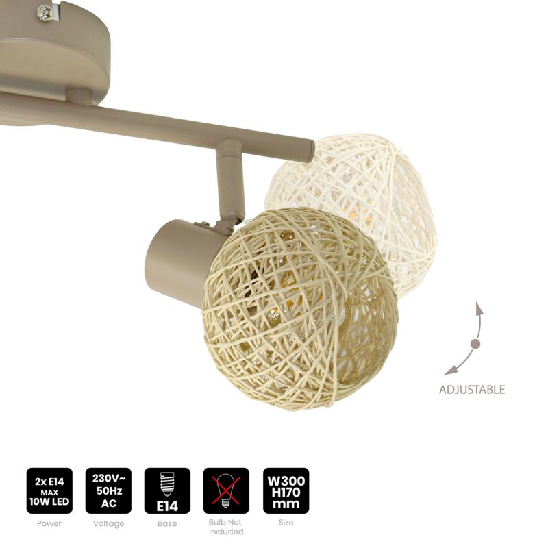 Loftslampe Milagro Dex 2xE14 Beige