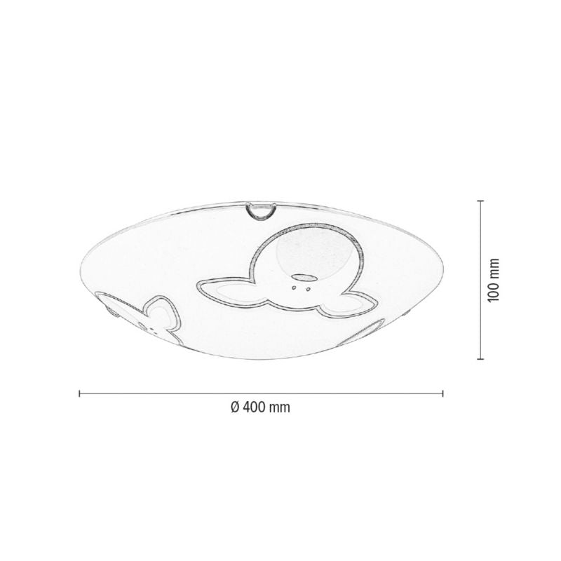 Loftlampe SPOT Light 2xE27 60W Hvidt Glas med Flerfarvet Kaninmønster, Polsk Producent, 1 stk.