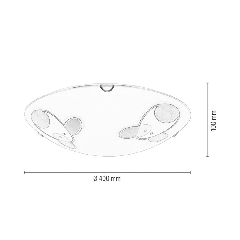 Loftlampe SPOT Light 2xE27 60W Hvidt glas med flerfarvet hundemotiv, polsk producent, 1 stk.